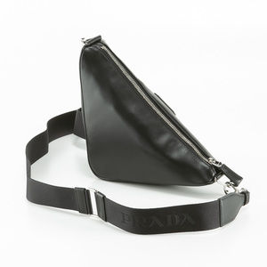 Prada Triangolo Leather Black Bag Saffiano Shoulder